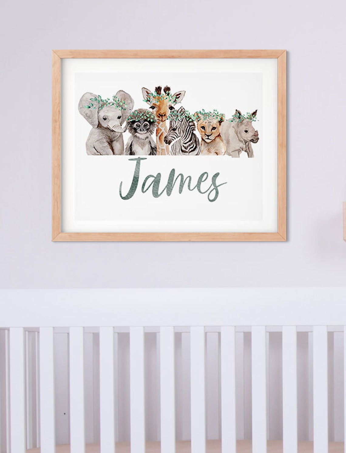 Safari Nursery Personalized Name Print, Custom Name Nursery Wall Art