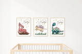 Dragon Nursery Print, set of 6 dragon kids art, Girl Dragon Nursery, Kids Dragon Wall Decor, Fantasy Kids room art