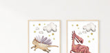 Dragon Nursery Print, set of 6 dragon kids art, Girl Dragon Nursery, Kids Dragon Wall Decor, Fantasy Kids room art