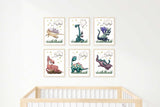 Dragon Nursery Print, set of 6 dragon kids art, Girl Dragon Nursery, Kids Dragon Wall Decor, Fantasy Kids room art