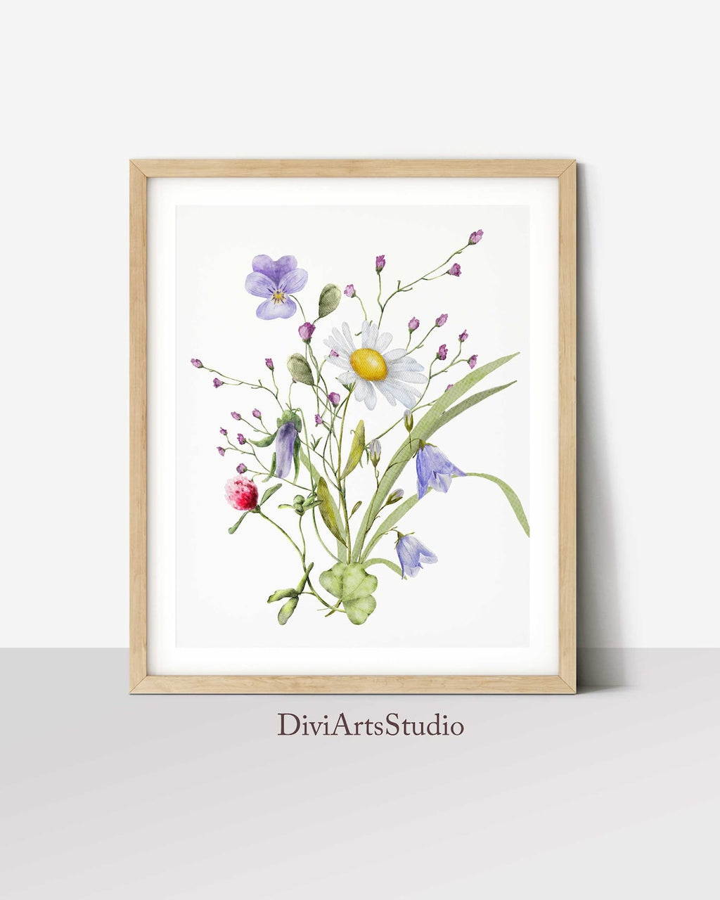 Wildflowers Art Print, Floral Wall Art, Botanical flowers Decor, Wildflowers Set of 2 prints