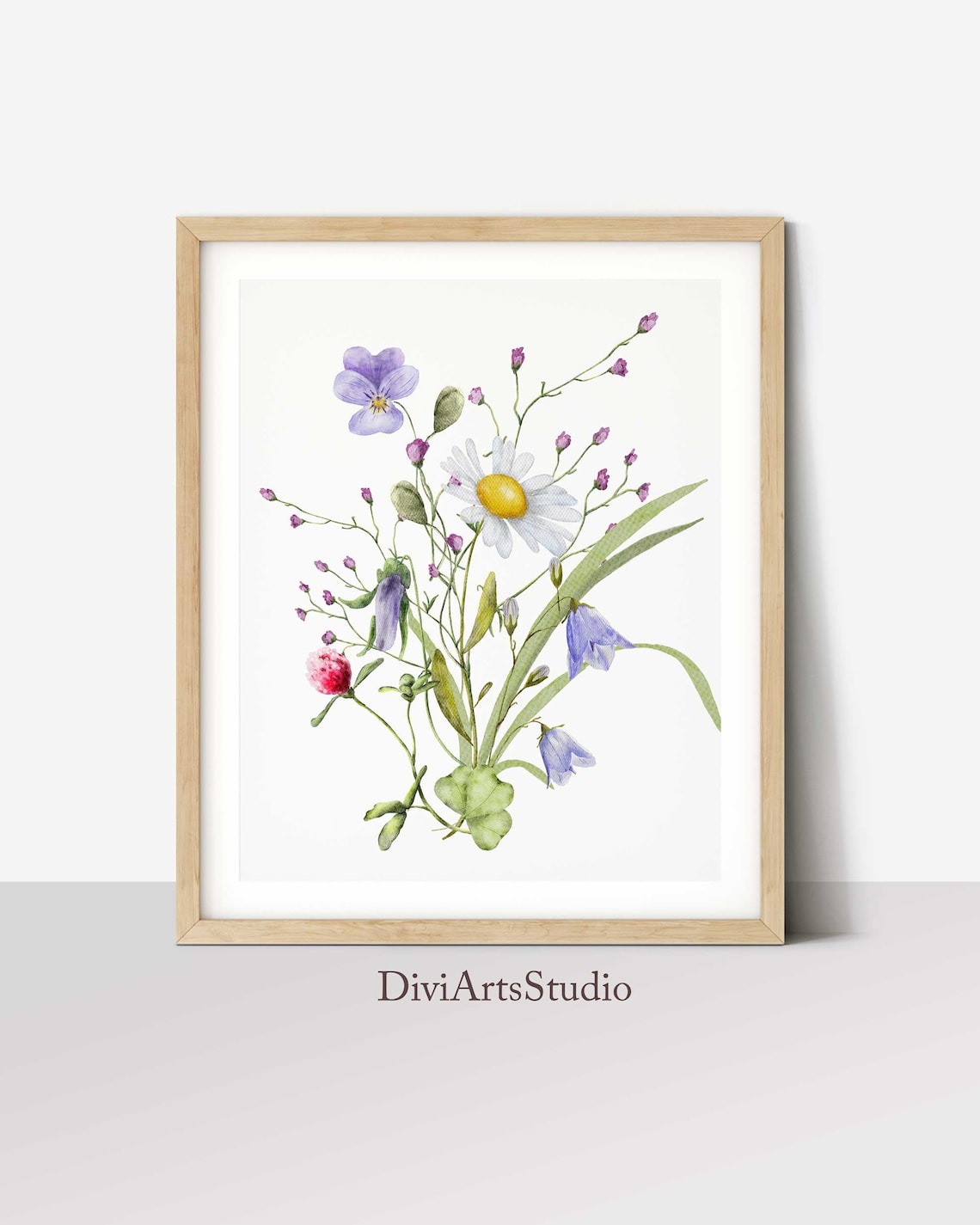 Wildflowers Art Print, Floral Wall Art, Botanical flowers Decor, Wildflowers Set of 2 prints
