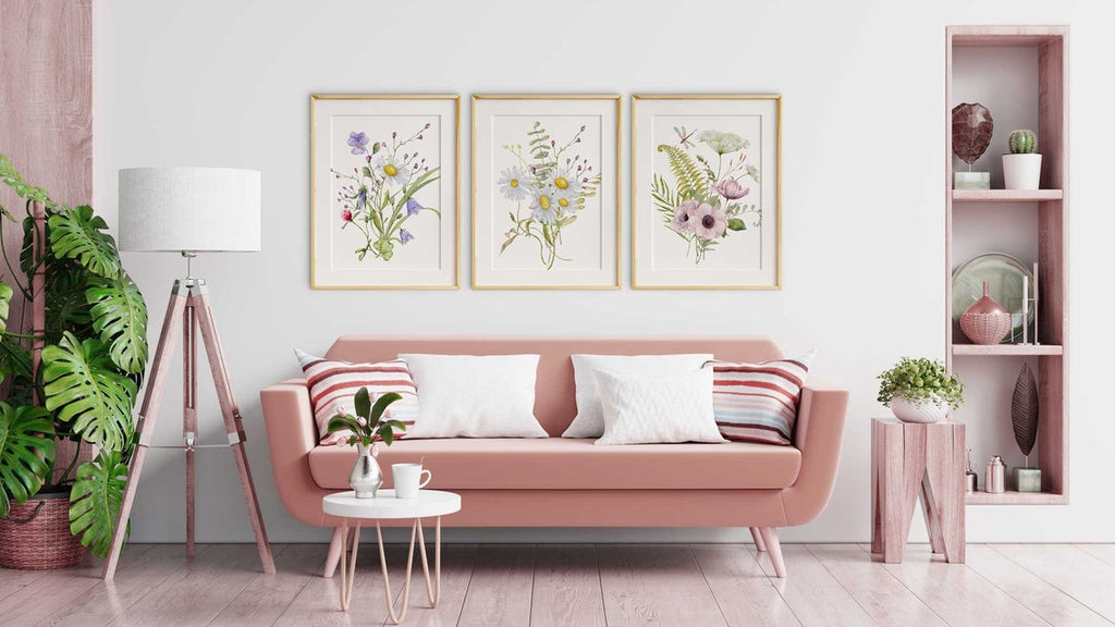 Wildflowers Print, Floral Set of 3 Prints, Wildflowers Daisy Illustration, Abstract Flowers Wall Art, Farmhouse Décor