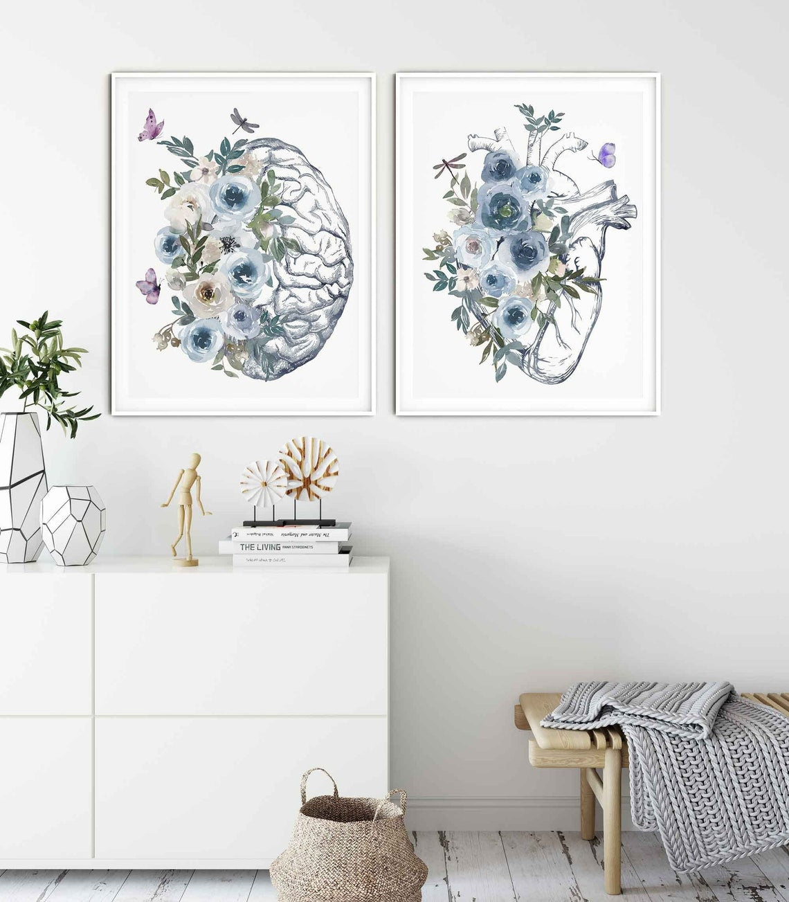 Brain Print, Heart Anatomy Art, Flower Anatomy Print, Doctor Office Wall Art, Medical Poster, Medical student gift Main image