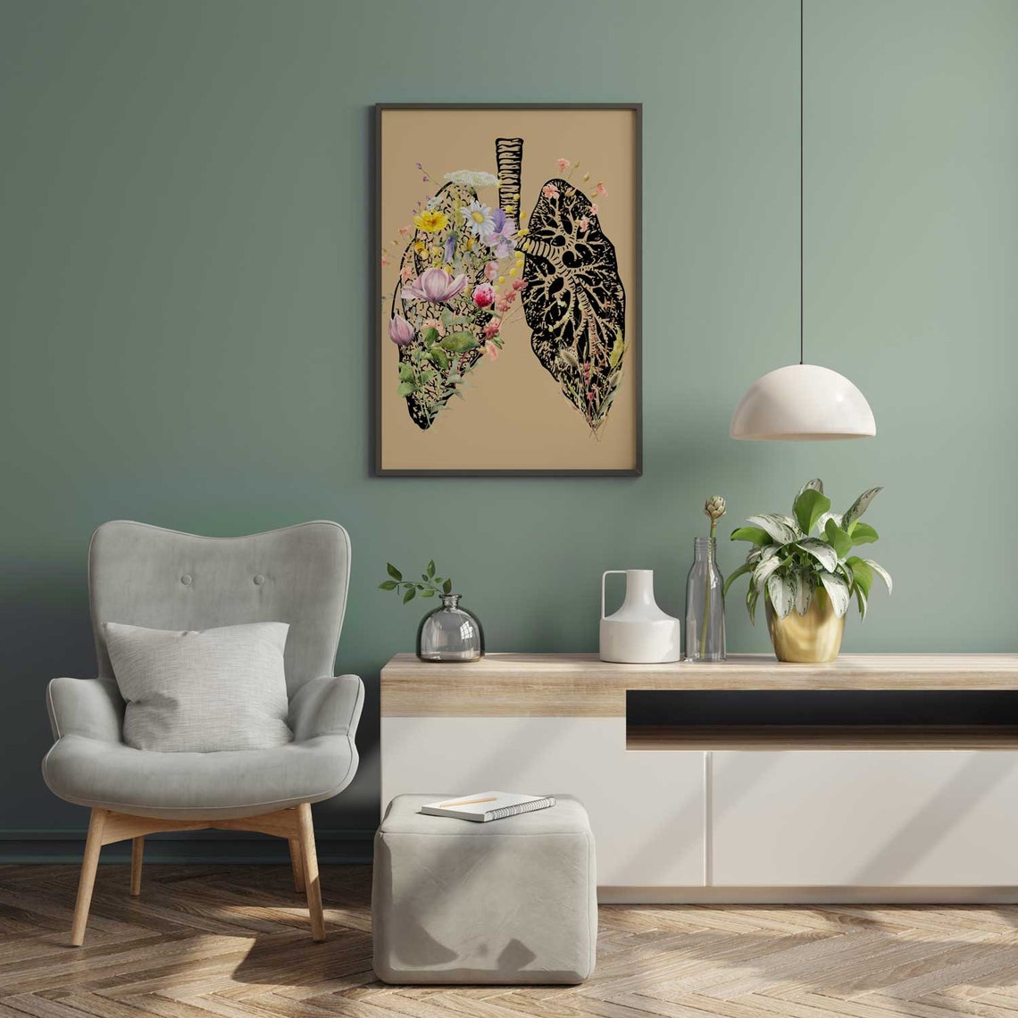 Lungs flower Print, Respiratory Therapy Gift, Pulmonologist Gift, Med School Art, Medical Office Décor Main image
