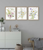 Wildflowers Print, Floral Set of 3 Prints, Wildflowers Daisy Illustration, Abstract Flowers Wall Art, Farmhouse Décor