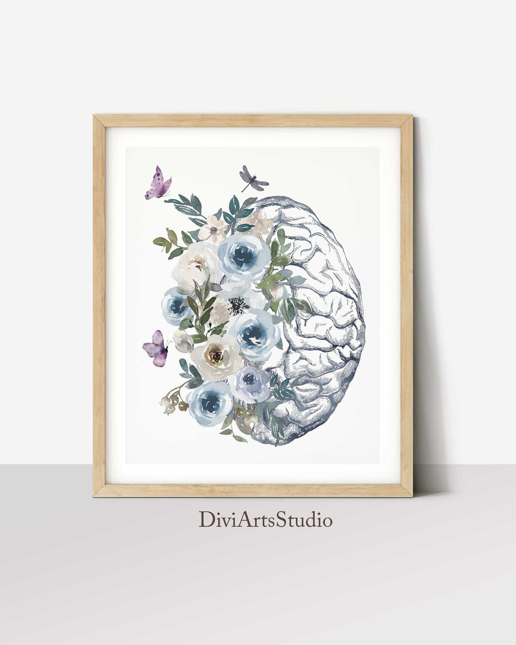 Brain Print, Heart Anatomy Art, Flower Anatomy Print, Doctor Office Wall Art, Medical Poster, Medical student gift