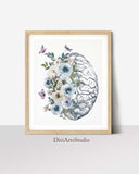 Brain Print, Heart Anatomy Art, Flower Anatomy Print, Doctor Office Wall Art, Medical Poster, Medical student gift