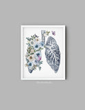 Lungs Art, Anatomy Poster, Medical Wall Art, Doctor Office Decor, Med Student Graduation Gift, Watercolor Lungs With Flowers