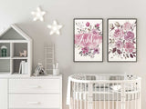 Floral Nursery Decor for Girl, Set Of 2 Custom Nursery Wall Art