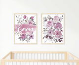 Floral Nursery Decor for Girl, Set Of 2 Custom Nursery Wall Art