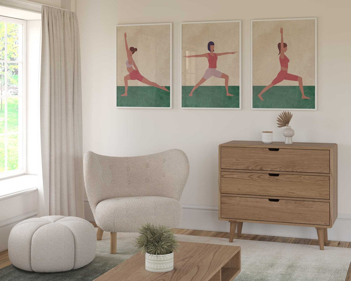 Yoga Poses Poster, Printable Yoga Studio Wall Art