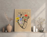 Anatomy Heart Print, Med School Gift, Human Heart with flowers, Cardiologist Office Decor, Cardiology Art, Anatomy Poster