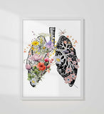 Human Lungs Art Flowers, Anatomy Poster, Respiratory Therapist office Decor, Pulmonologist Gift