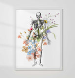 Skeleton Anatomy Art, Floral Medical student gift, Flowers Doctor office decor, Med student art, Human Medical Poster