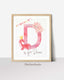 Personalized Girl Nursery Dinosaur, Blush Pink Wall Art, Nursery Print, Name Sign for nursery girl