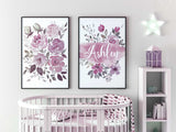 Floral Nursery Decor for Girl, Set Of 2 Custom Nursery Wall Art