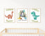Dinosaur Wall Art, Baby Name Initial print, Boy Nursery Decor, Set of 3 Dinosaur Art for Kids Bedroom, Watercolour Dino