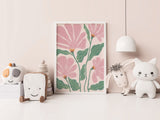 Modern line drawing, Floral wall art, Mid century Wall decor, Abstract Wildflowers Art Print, Bedroom print, Nursery flowers artwork