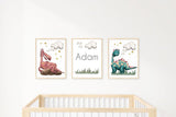 Dragon Nursery Name Print, Baby Boy Personalized, Nursery Wall Art, Dragon Watercolor Name Print, Animals Customized Nursery Printable
