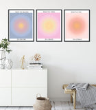 Aura poster set of 3, Aura Prints, Gradient Print, Colourful Aura Print, Trendy Wall Art, Spiritual Art Print, Living room decor