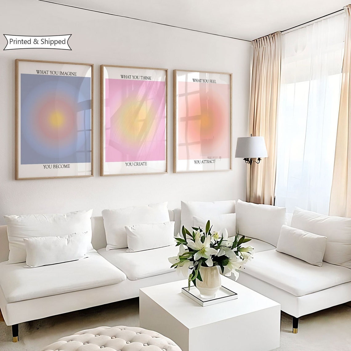 Aura poster set of 3, Aura Prints, Gradient Print, Colourful Aura Print, Trendy Wall Art, Spiritual Art Print, Living room decor Main image