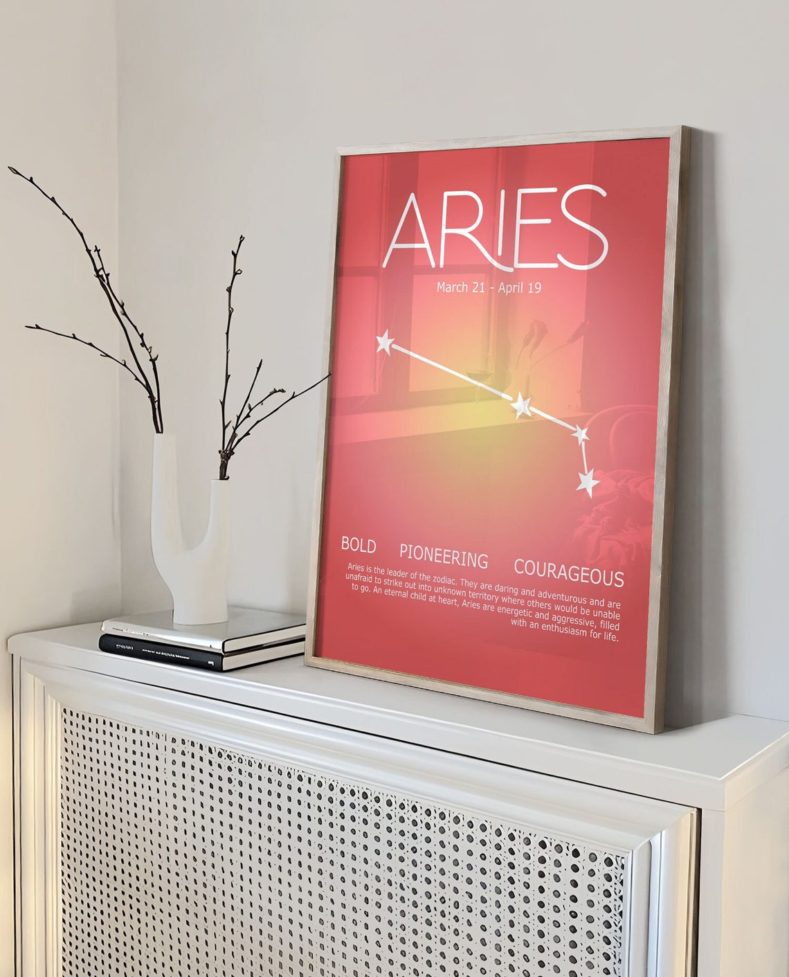 Aries Print, Aries Gift, Aries Poster, Zodiac Poster, Astrological Wall Art, Aura Poster, Aura Gradient Poster, Birthday Gift ideas Main image