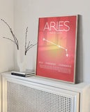 Aries Print, Aries Gift, Aries Poster, Zodiac Poster, Astrological Wall Art, Aura Poster, Aura Gradient Poster, Birthday Gift ideas