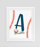 Baseball Nursery Name Print, Boy Initial Printable, Sports Nursery Art, baseball gifts for boys, Personalized Kids Room Decor