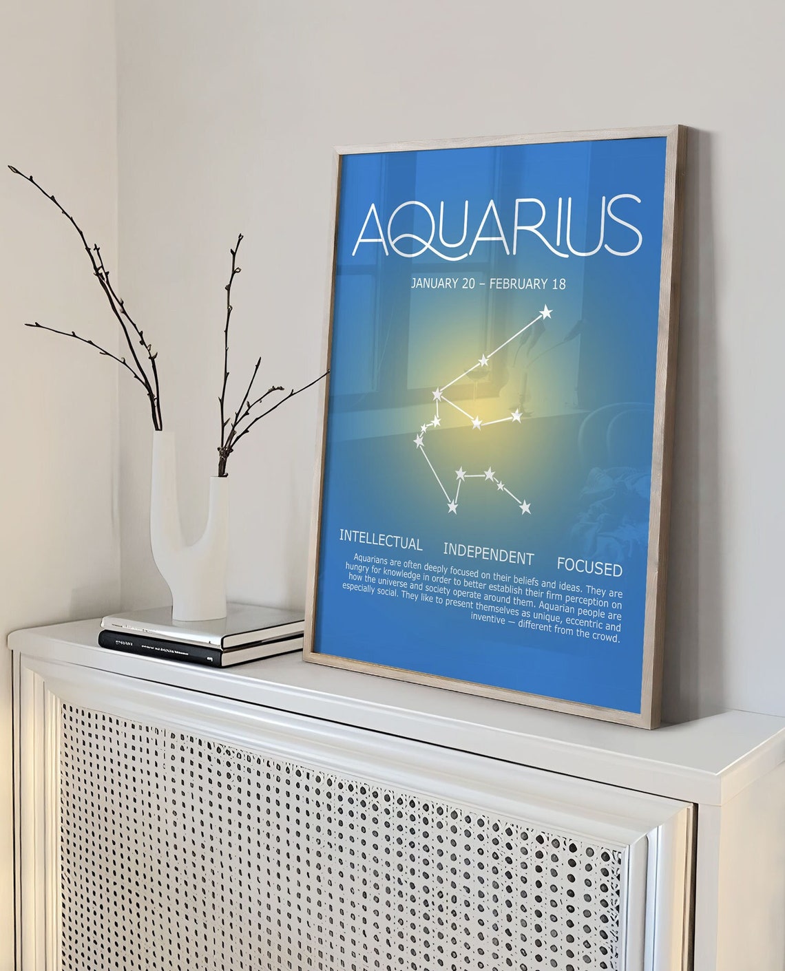 Aquarius Zodiac, Aquarius Star Sign, Zodiac Art, Spiritual Wall Art, Aura Gradient Poster Main image