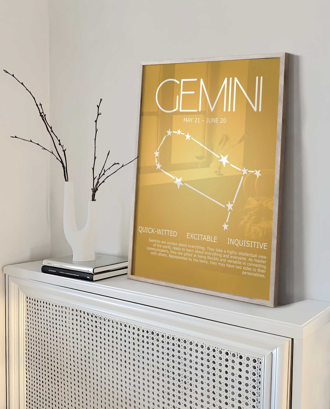 Gemini Star Sign, Gemini Astrology Poster, Zodiac Art, Spiritual Wall Art, Aura Gradient Poster,Gemini Gift idea