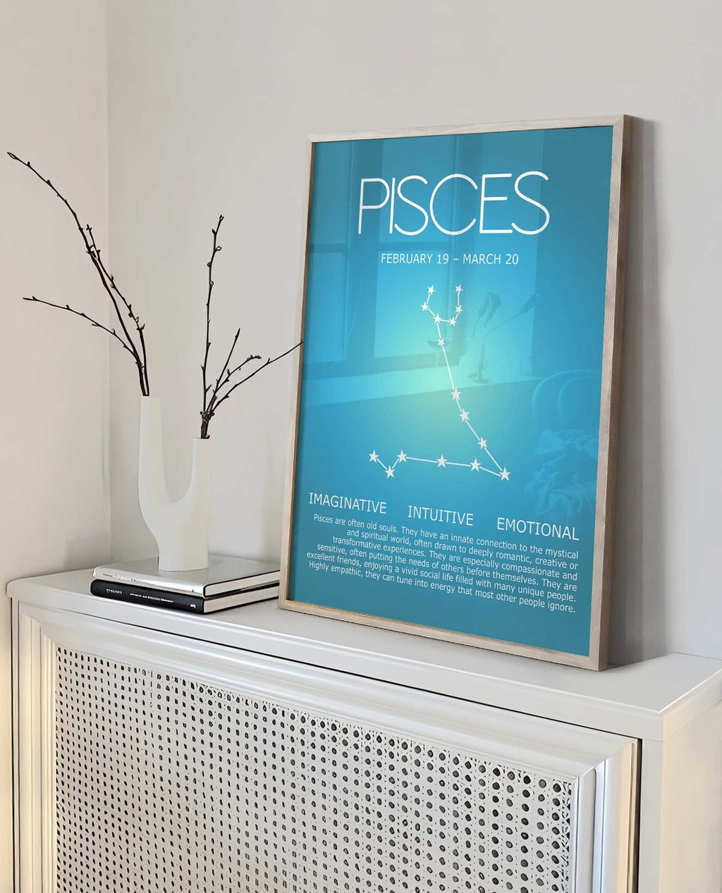 Pisces Star Sign, Pisces Poster, Zodiac Art, Pisces Zodiac Print, Spiritual Wall Art, Aura Gradient Poster