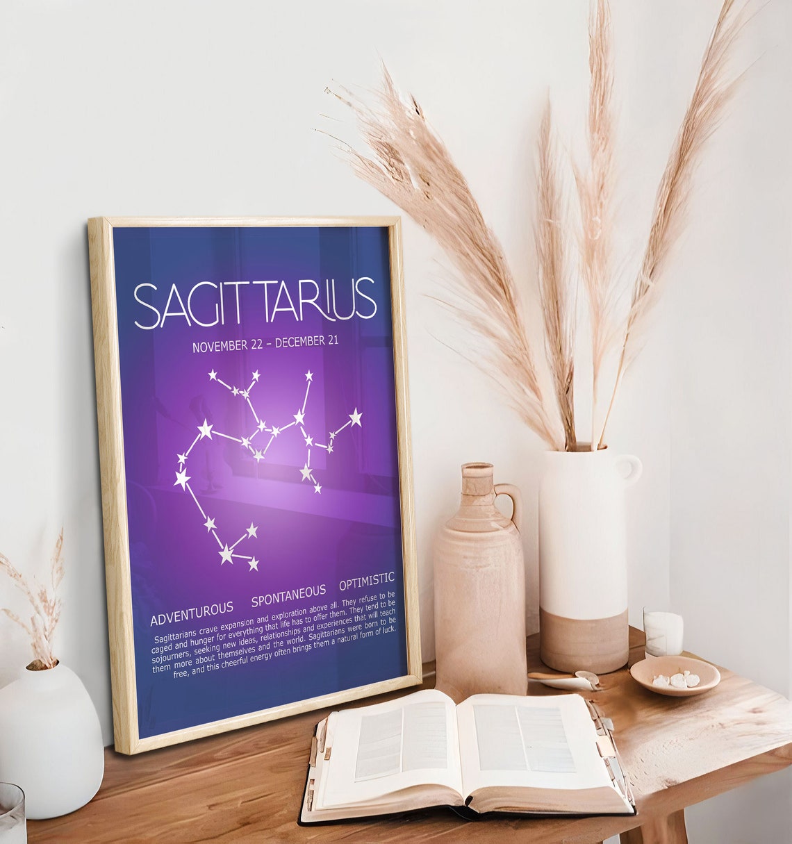 Sagittarius Print, Sagittarius Gift, Sagittarius Poster, Zodiac Poster, Astrological Wall Art, Zodiac gifts, Aura Gradient Poster