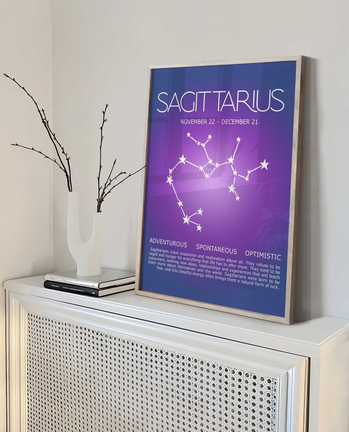 Sagittarius Print, Sagittarius Gift, Sagittarius Poster, Zodiac Poster, Astrological Wall Art, Zodiac gifts, Aura Gradient Poster