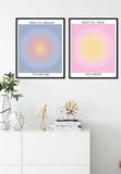 Aura Prints set of 2, Aura Poster, Grainy Gradient, Gradient Print, Positive affirmation poster, Aesthetic Room Decor, Spiritual Art