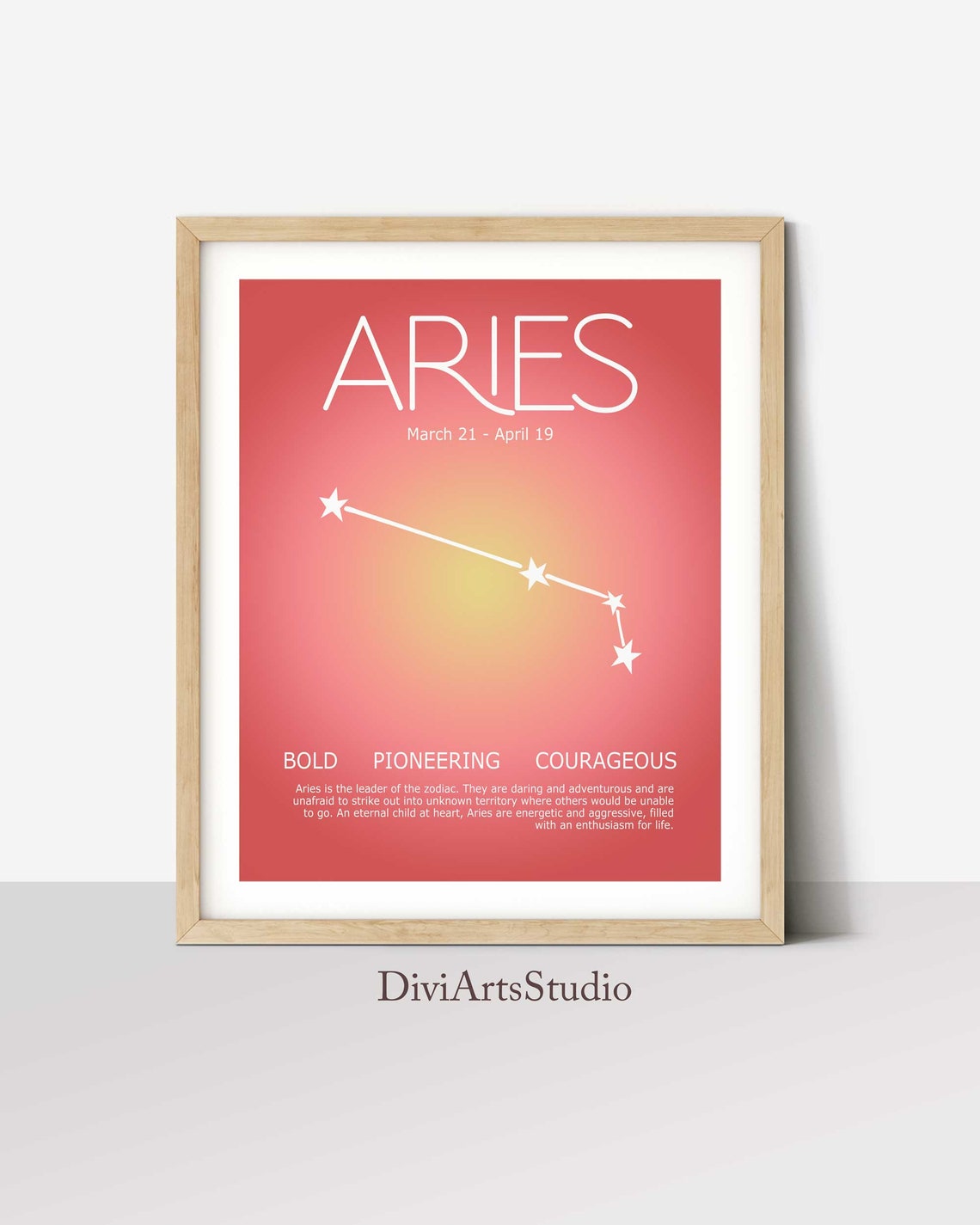 Aries Print, Aries Gift, Aries Poster, Zodiac Poster, Astrological Wall Art, Aura Poster, Aura Gradient Poster, Birthday Gift ideas