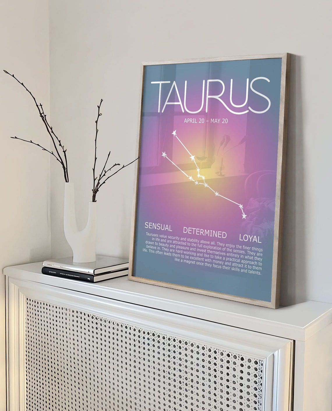 Taurus Print, Taurus Gift, Taurus Poster, Zodiac Poster, Astrology Wall Art, Aura Poster, Gradient Poster, Star Sign Decor, Constellation Main image