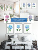 White Hydrangea Watercolor Print, White Botanical Print Set of 3, Hydrangea painting, Hydrangea Print, Flower Wall Art