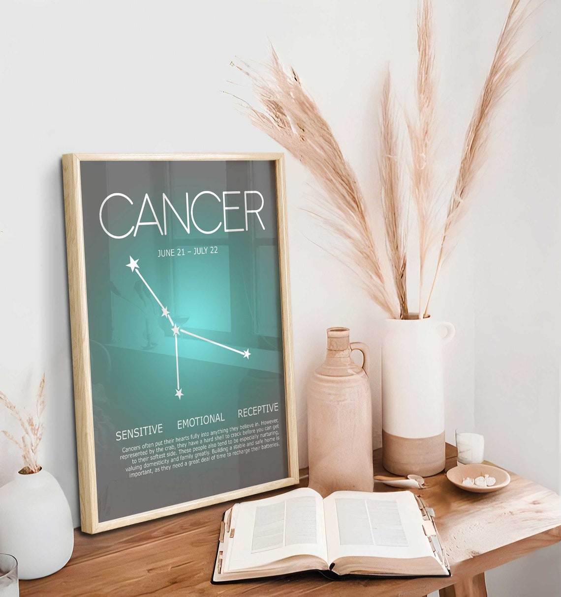 Zodiac Print, Cancer Poster, Zodiac Poster, Astrological Wall Art, Cancer astrology, Sun sign Poster, Birthday Present