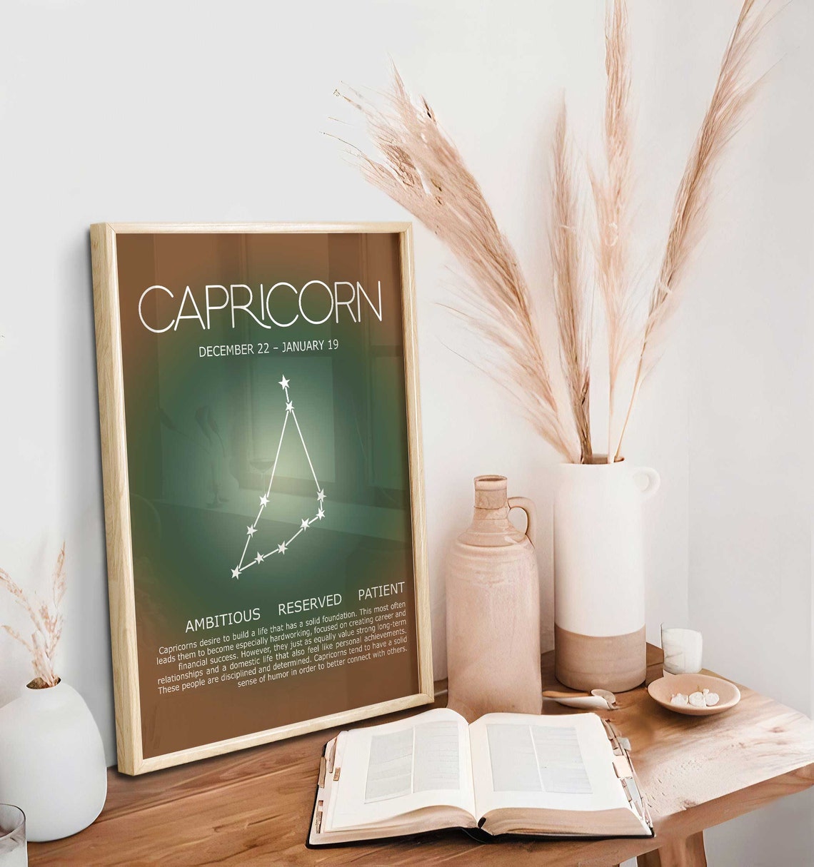 CAPRICORN Star Sign, Zodiac Art, Spiritual Wall Art, Aura Gradient Poster ,Capricorn Gift idea