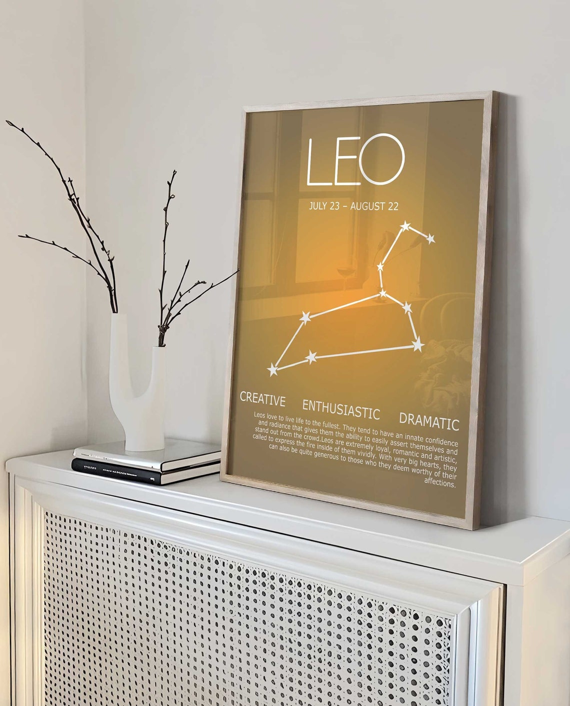 LEO Star Sign, Instant Download Print, Leo Poster, Zodiac Art, Spiritual Wall Art, Aura Gradient Poster Main image