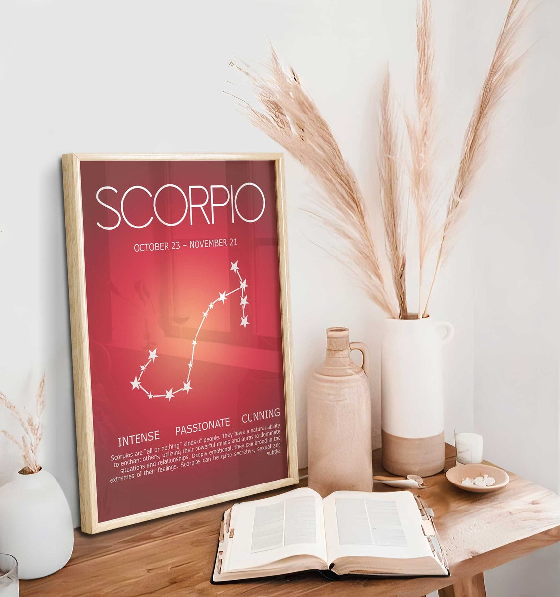 Lámina artística Escorpio, Regalo Escorpio, Póster Escorpio, Póster zodiacal, Arte mural astrológico, Regalos zodiacales, Póster con degradado de aura Imagen secundaria del producto
