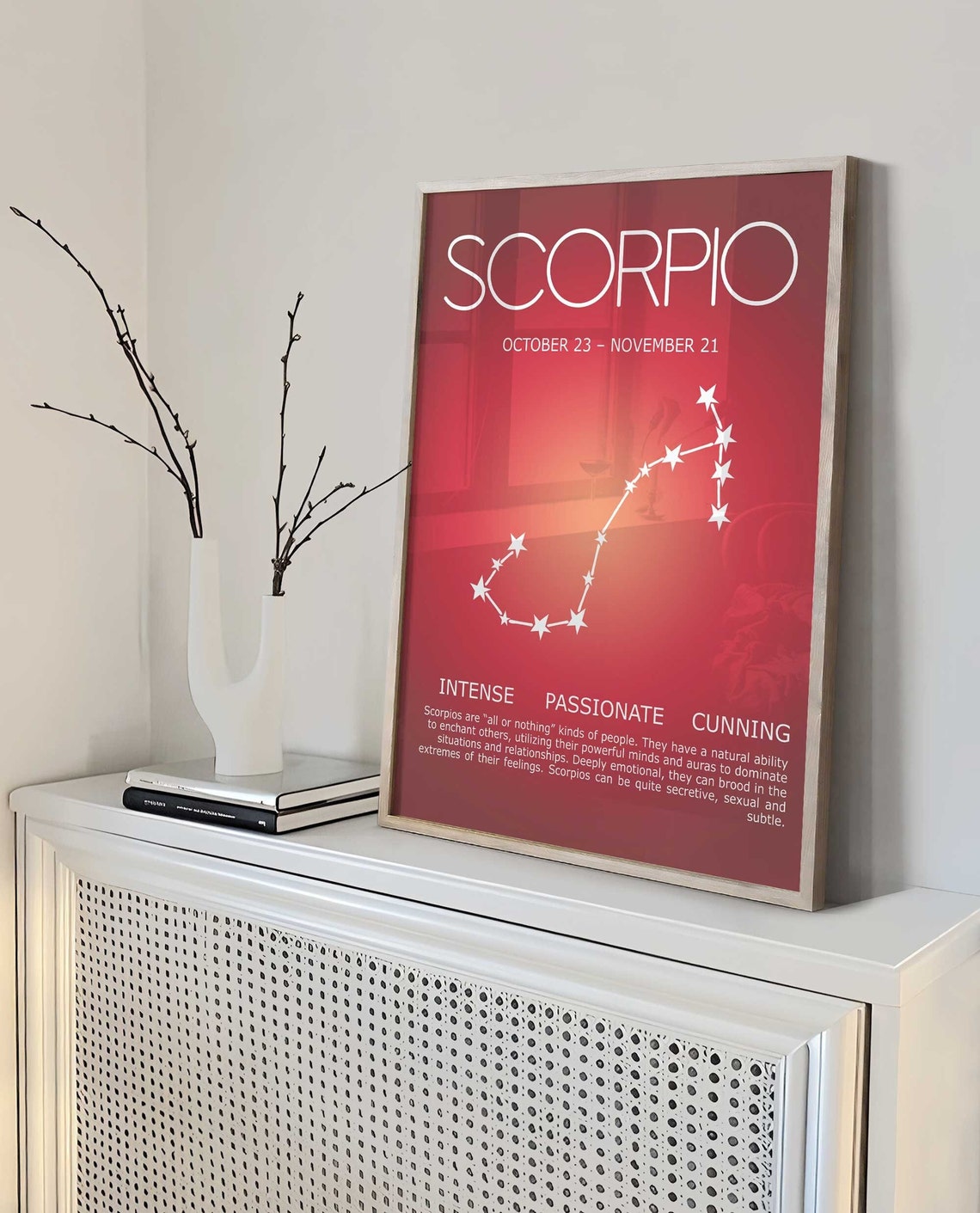 Scorpio Art Print, Scorpio Gift, Scorpio Poster, Zodiac Poster, Astrological Wall Art, Zodiac gifts, Aura Gradient Poster Main image