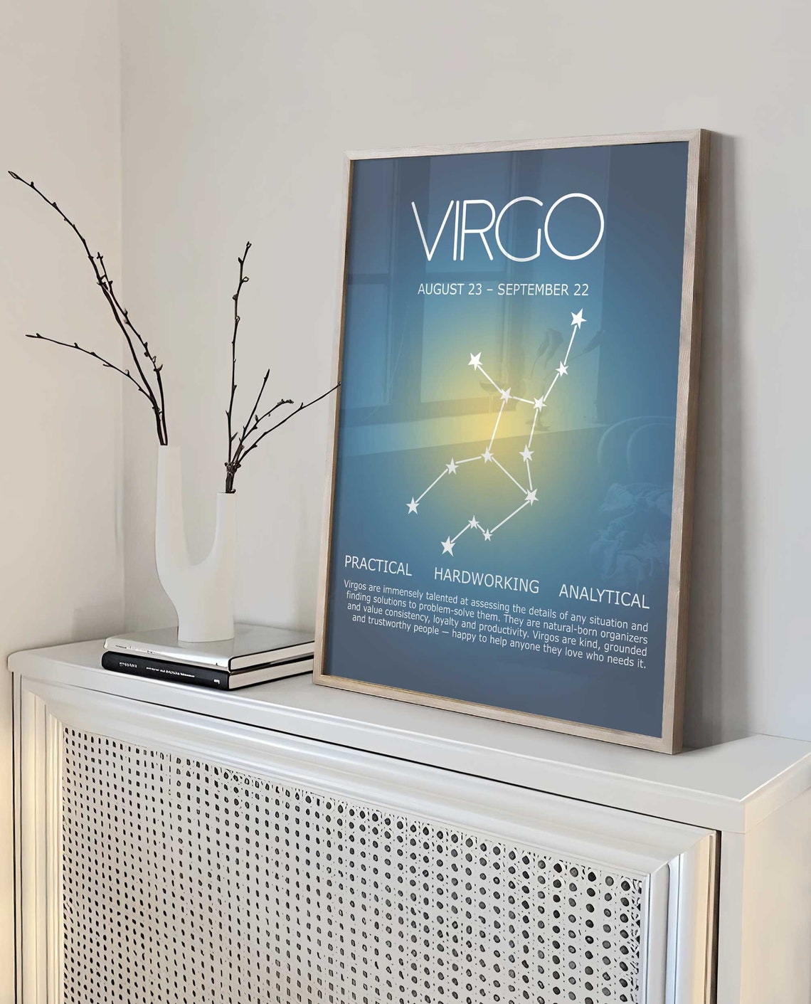 Virgo Art Print, Virgo Gifts, Virgo Poster, Zodiac Poster, Astrological Wall Art, Zodiac gifts, Aura Gradient Poster Main image
