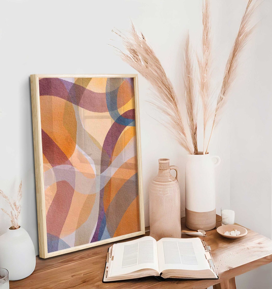 Abstract Painting, Terracotta Wall Art, Set of 2 prints, Dining room set, Earth Tones Abstract Wall Set, Gallery Wall Art, Minimalist Prints