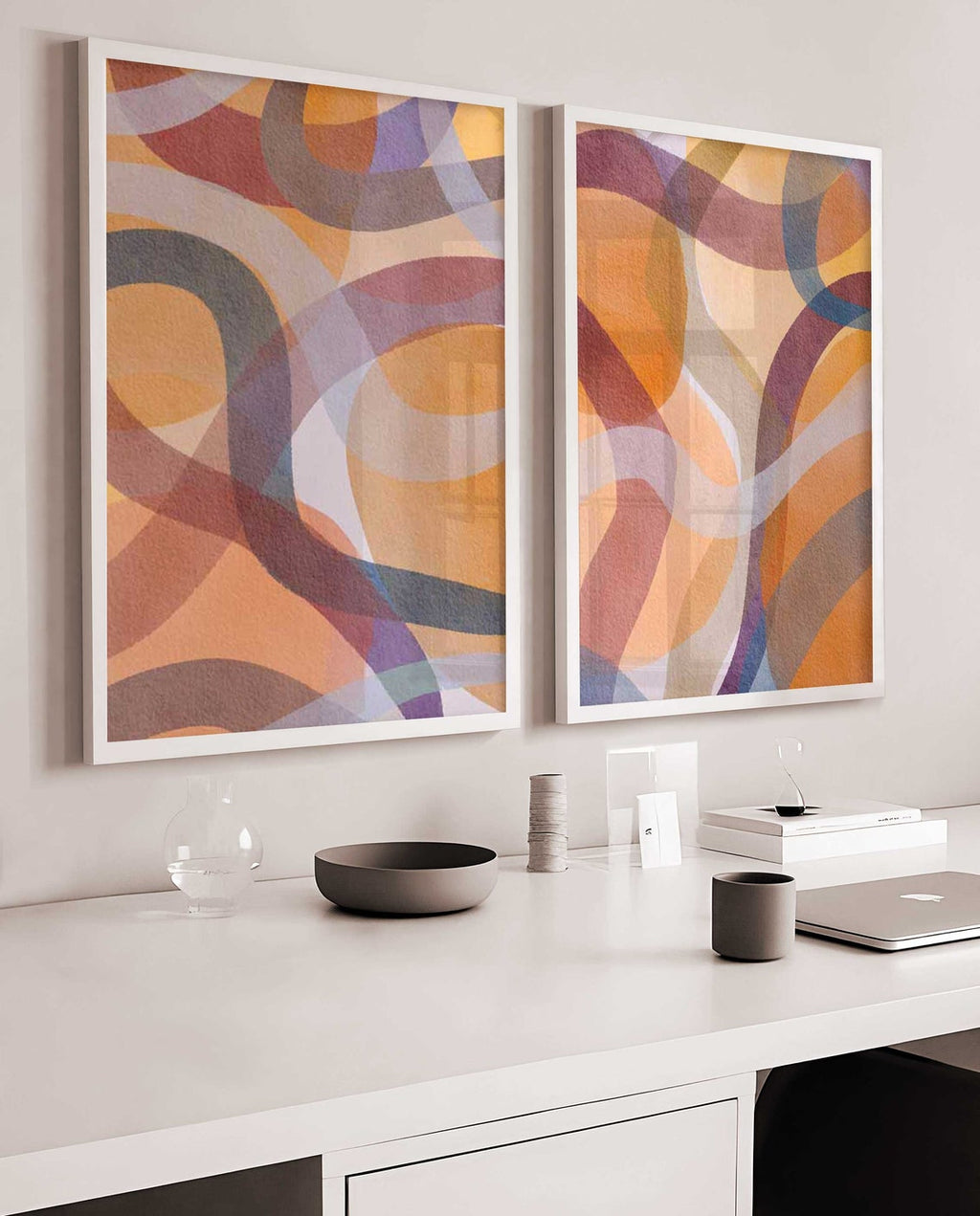 Abstract Painting, Terracotta Wall Art, Set of 2 prints, Dining room set, Earth Tones Abstract Wall Set, Gallery Wall Art, Minimalist Prints