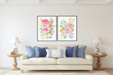 Floral Wall Art, Abstract Floral Painting, Set of 2 Prints, Watercolour Flowers, Large wall art, Blush Pink Nursery, Living room decor