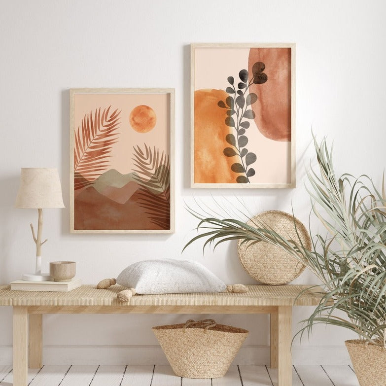 Boho Wall Art, Sun Desert Print, Modern eucalyptus art print, Abstract botanical art print, Mid-century modern wall art Main image