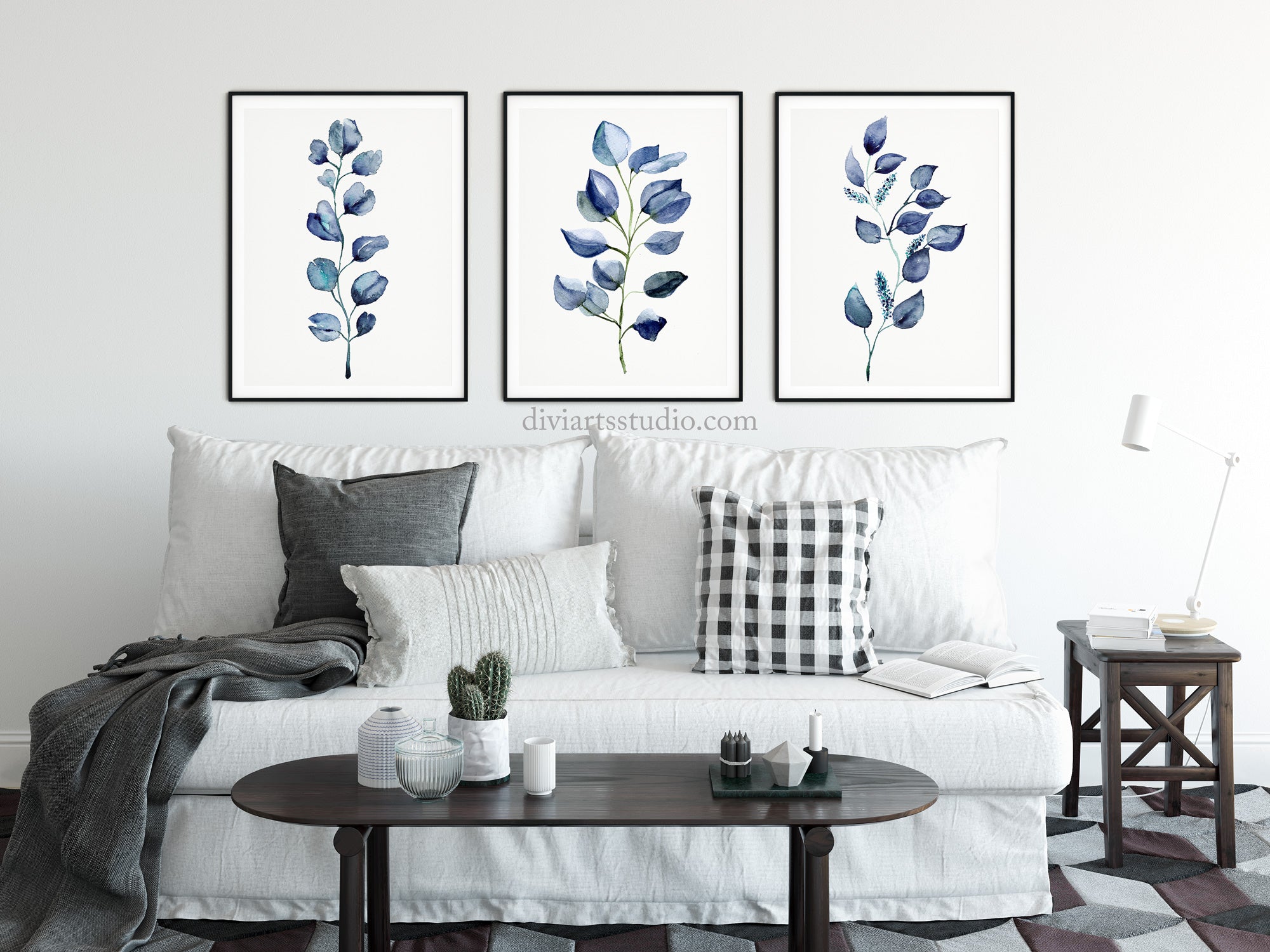 Blue Botanical Art Print, Set of 3 Wall Art Prints Secondary image