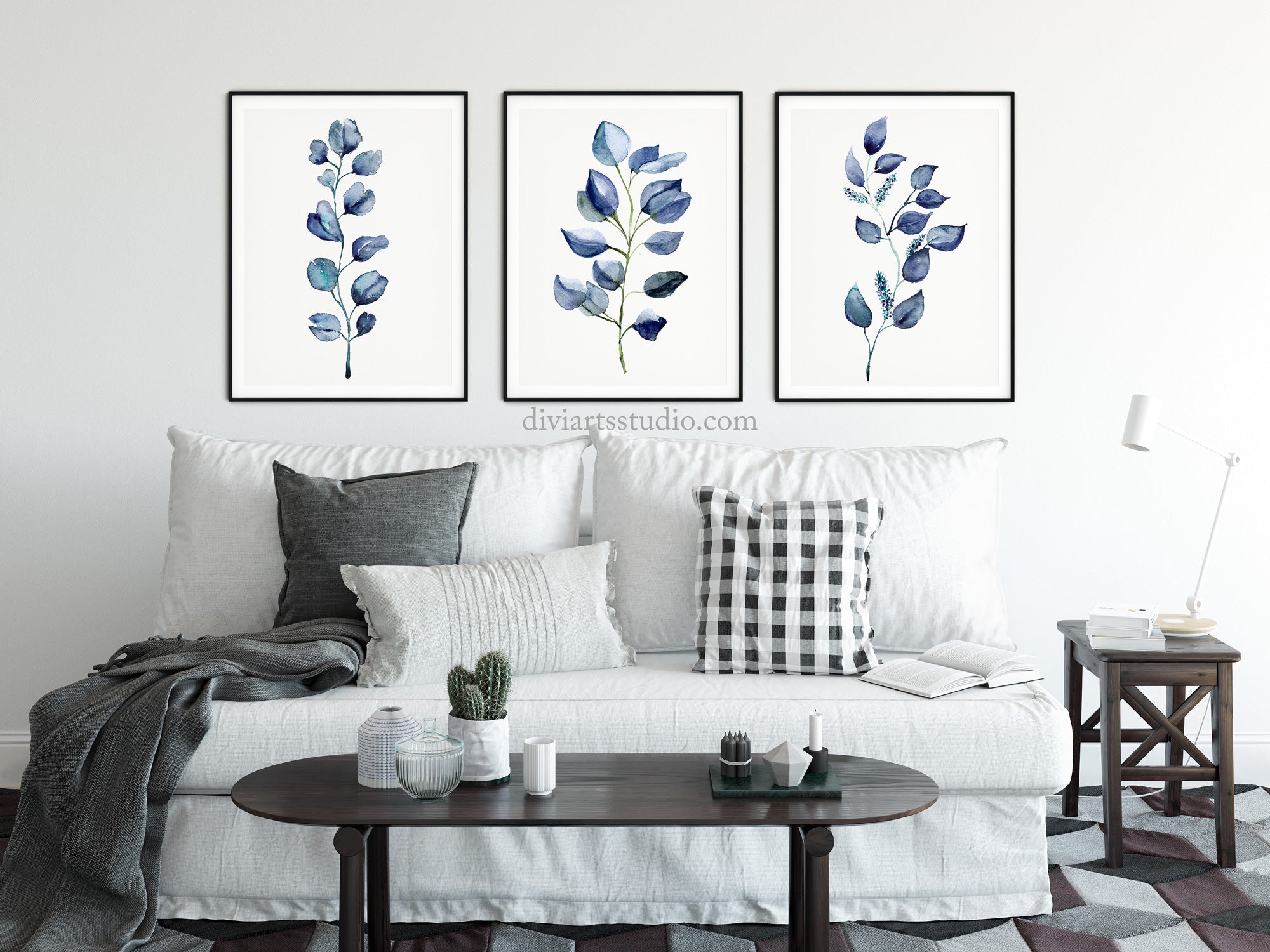 Blue Living room art print